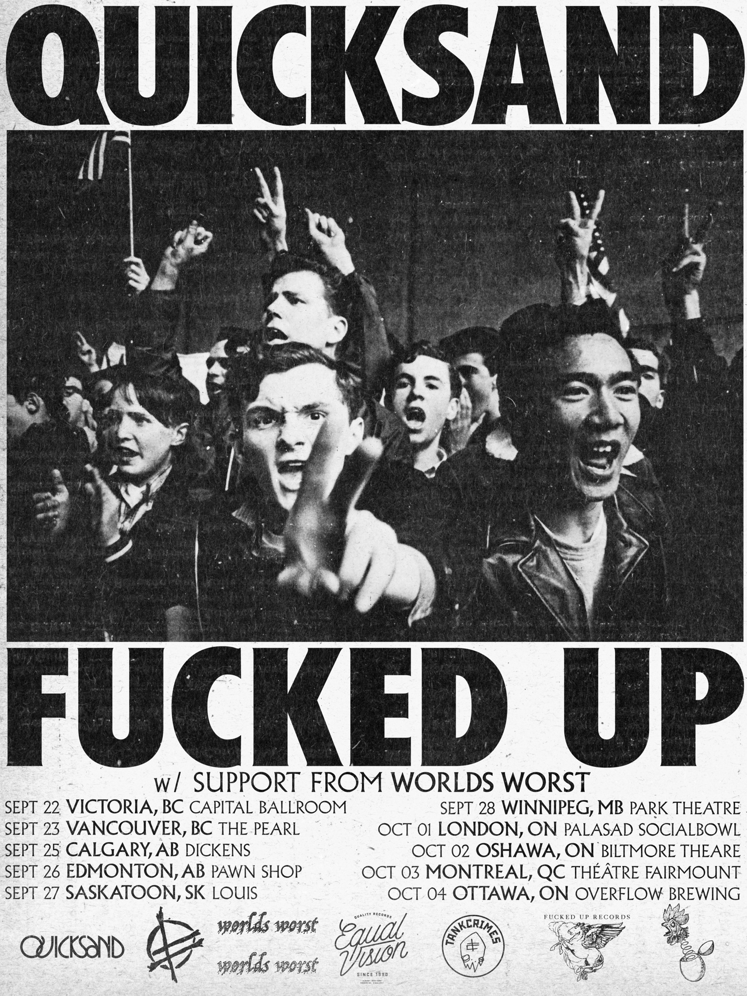 Quicksand, World's Worst, and Fucked Up Canadian tour poster